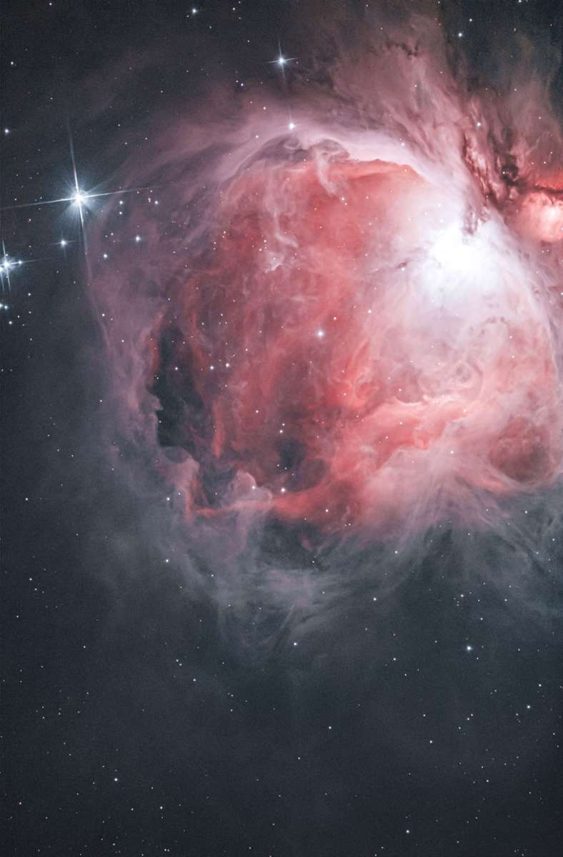 Der hellste Emissionsnebel an unserem Nachthimmel, der große Orionnebel. Aufgenommen durch einen Newtonteleskop mit einem Meter Brennweite.