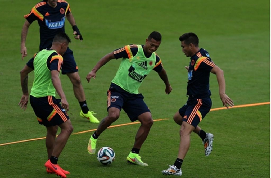 Die kolumbianische Mannschaft beim Training