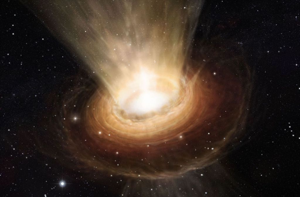 Die Fluchtgeschwindigkeit liegt im Inneren eines schwarzen Lochs über der Lichtgeschwindigkeit, daher dringt nicht einmal das Licht selbst nach außen. Schwarze Löcher sind damit quasi unsichtbar.