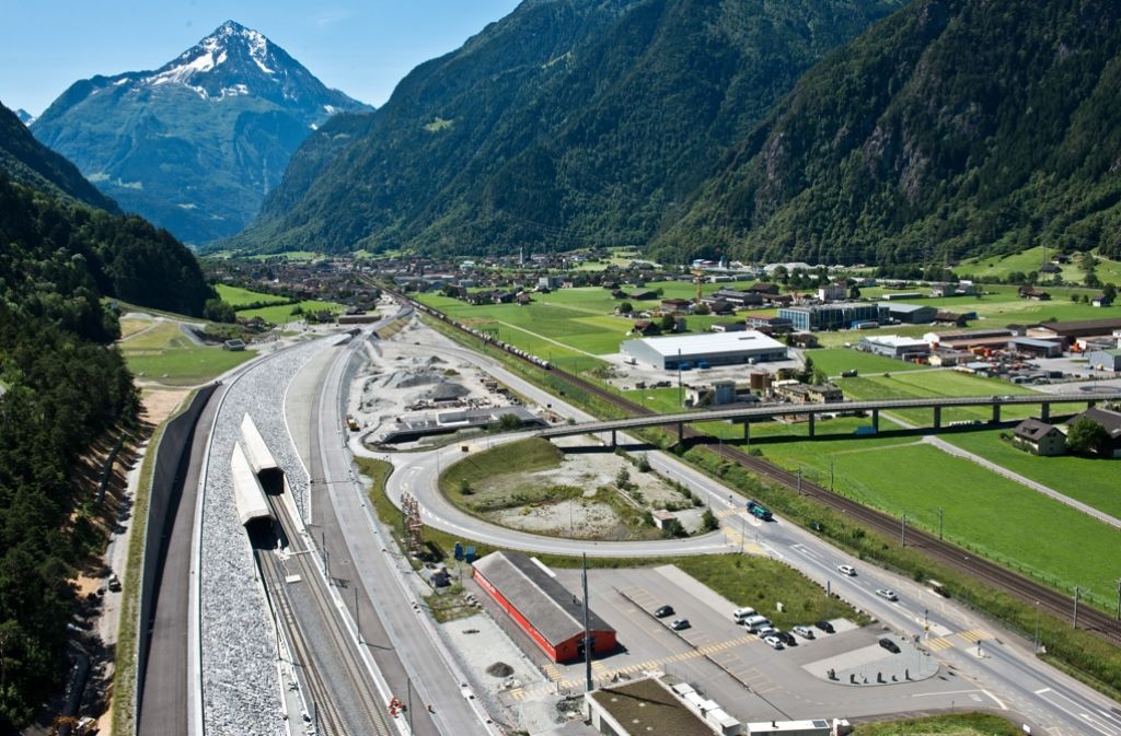Blick auf den Gotthard-Basistunnel bei Erstfeld, aufgenommen am 3. Juli 2014.