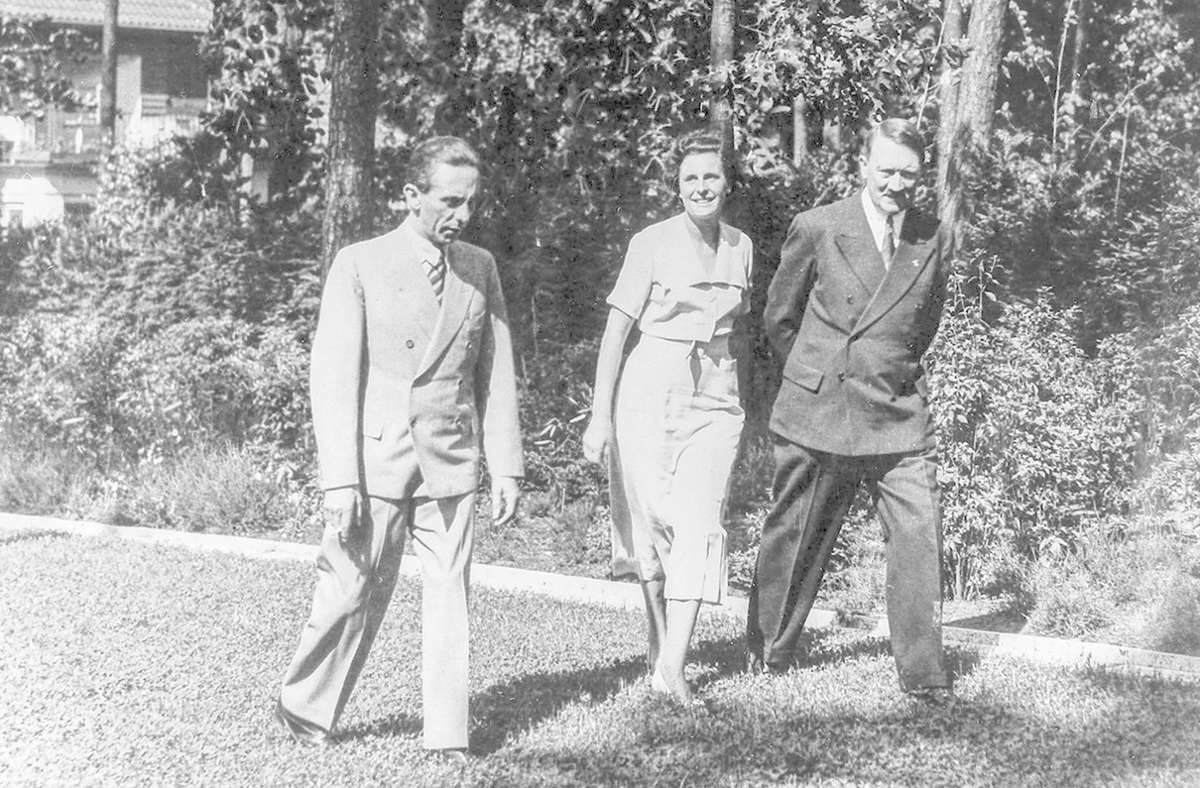 Leni Riefenstahl mit Hitler und Goebbels, 1937