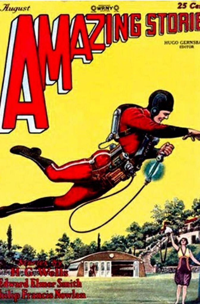 Jetpack im Comic: So stellte sich der Zeichner Frank R. Paul in „The Skylark of Space“ im Jahr 1928 die Zukunft des Fliegens vor.