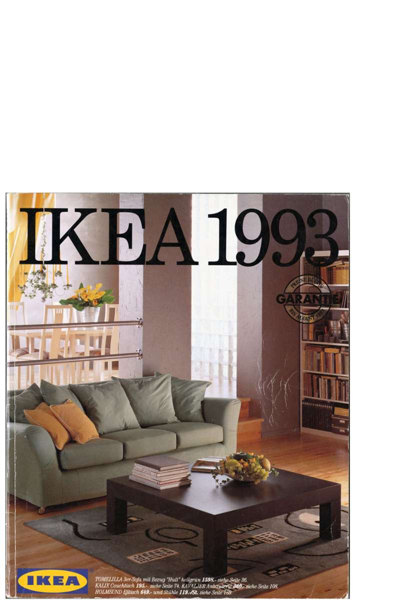 Die Kunden der ersten Stunde sind erwachsener geworden und so wirbt man jetzt 1993 mit dem Katalog-Cover auch mit bürgerlicher Behaglichkeit.