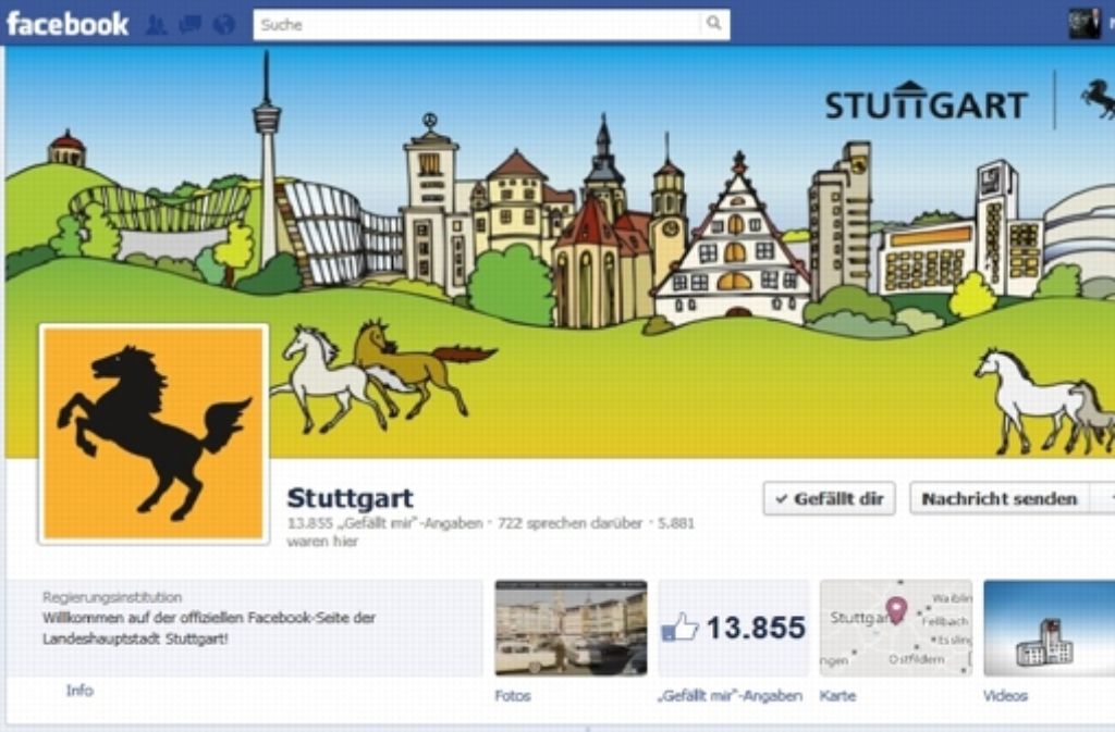 Auf Facebook heißt die Seite der Stadt einfach: Stuttgart. Doch das dürfte sich bald ändern. Screenshot: StZ
