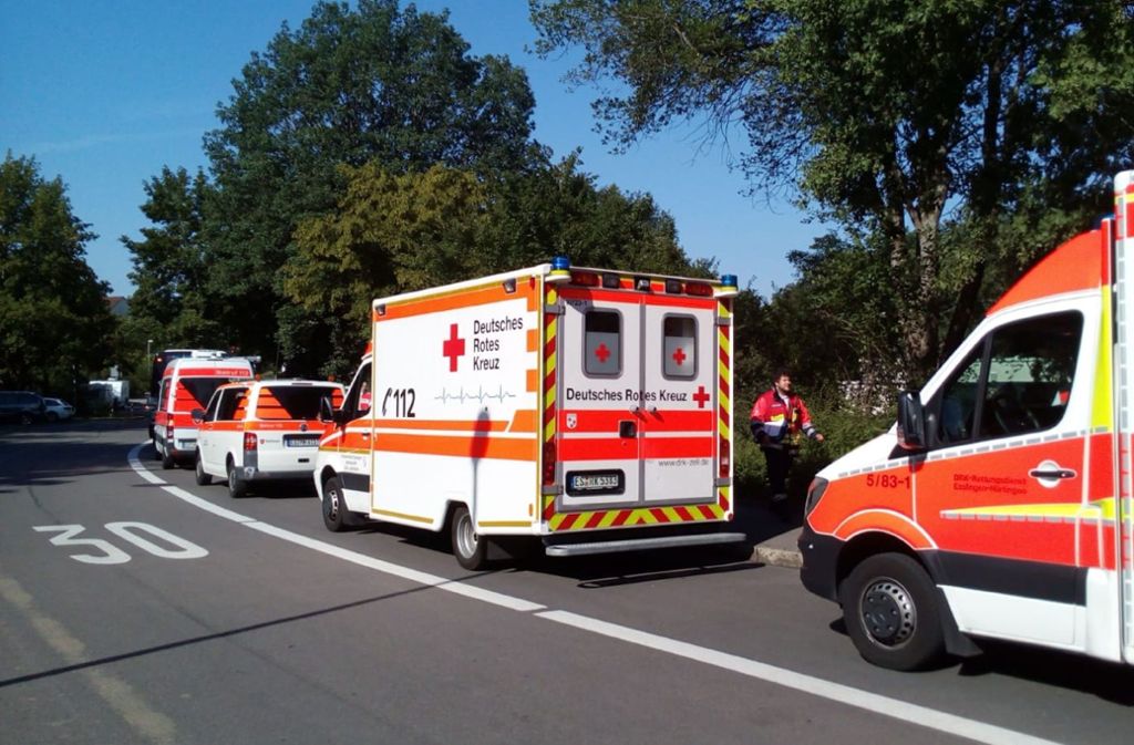 Die Rettungskräfte in Nürtingen waren vorsorglich mit einem Großaufgebot angerückt.