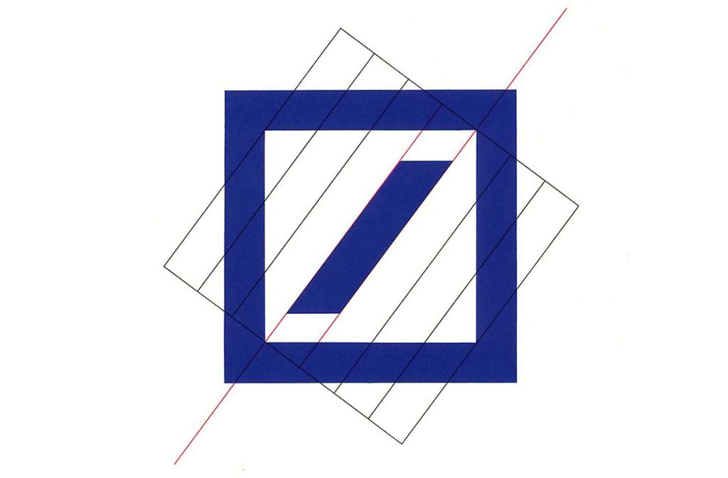 Was so einfach aussieht, war das Ergebnis zahlreicher Skizzen und Überlegungen – wie die Konstruktionszeichnung zum Logo der Deutschen Bank von 1973 ahnen lässt.