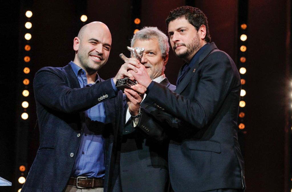 Roberto Saviano, Maurizio Braucci und Claudio Giovannesi (von rechts), die Autoren des Drehbuchs zu „Der Clan der Kinder“