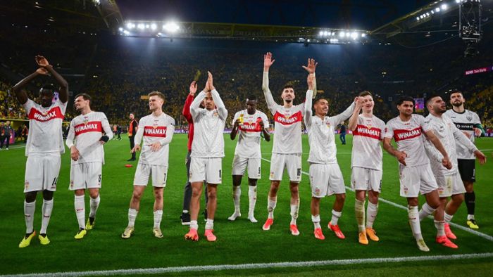 VfB Stuttgart bei Borussia Dortmund: So feiern die VfB-Profis den Auswärtssieg