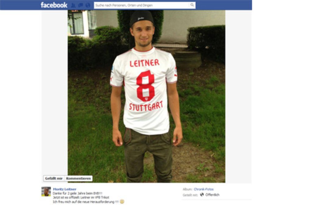 Der VfB Stuttgart gibt den nächsten Transfer bekannt: Der 20-jährige Mittelfeldspieler Moritz Leitner wird für zwei Jahre von Borussia Dortmund ausgeliehen. So hat Leitner den Wechsel auf seiner Facebook-Seite vermeldet. Foto: SIR/Screenshot