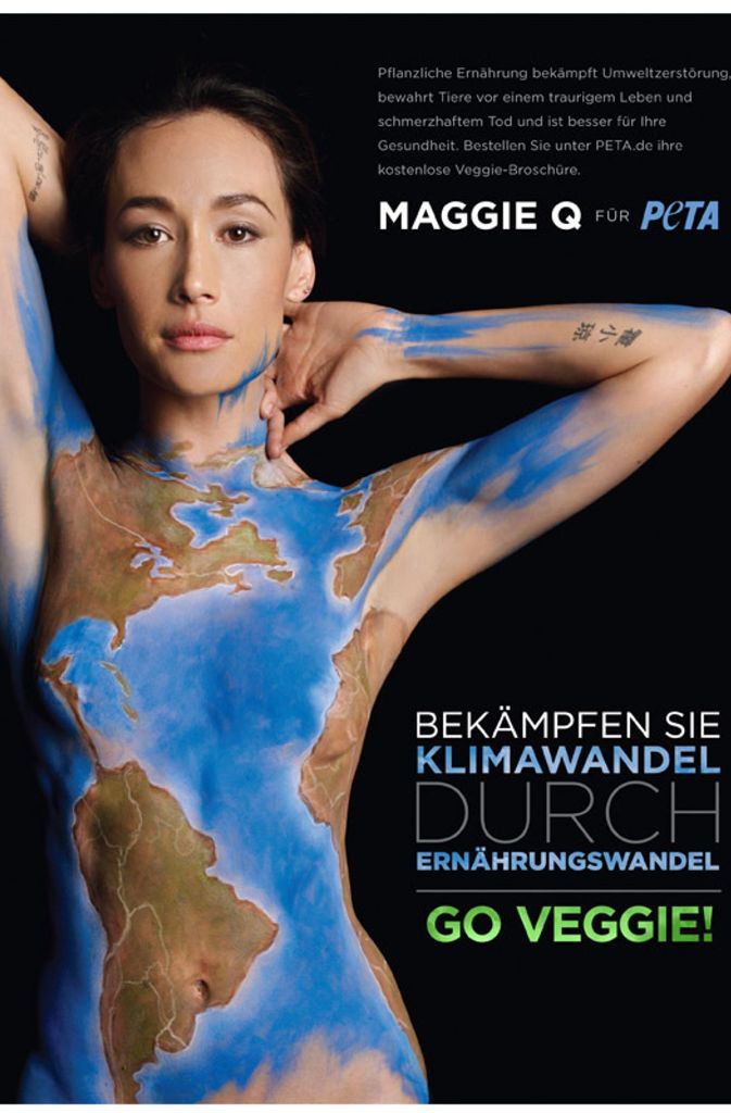 Schauspielerin Maggie Q wirbt für die vegetarische Lebensweise, um den Klimawandel zu bekämpfen.