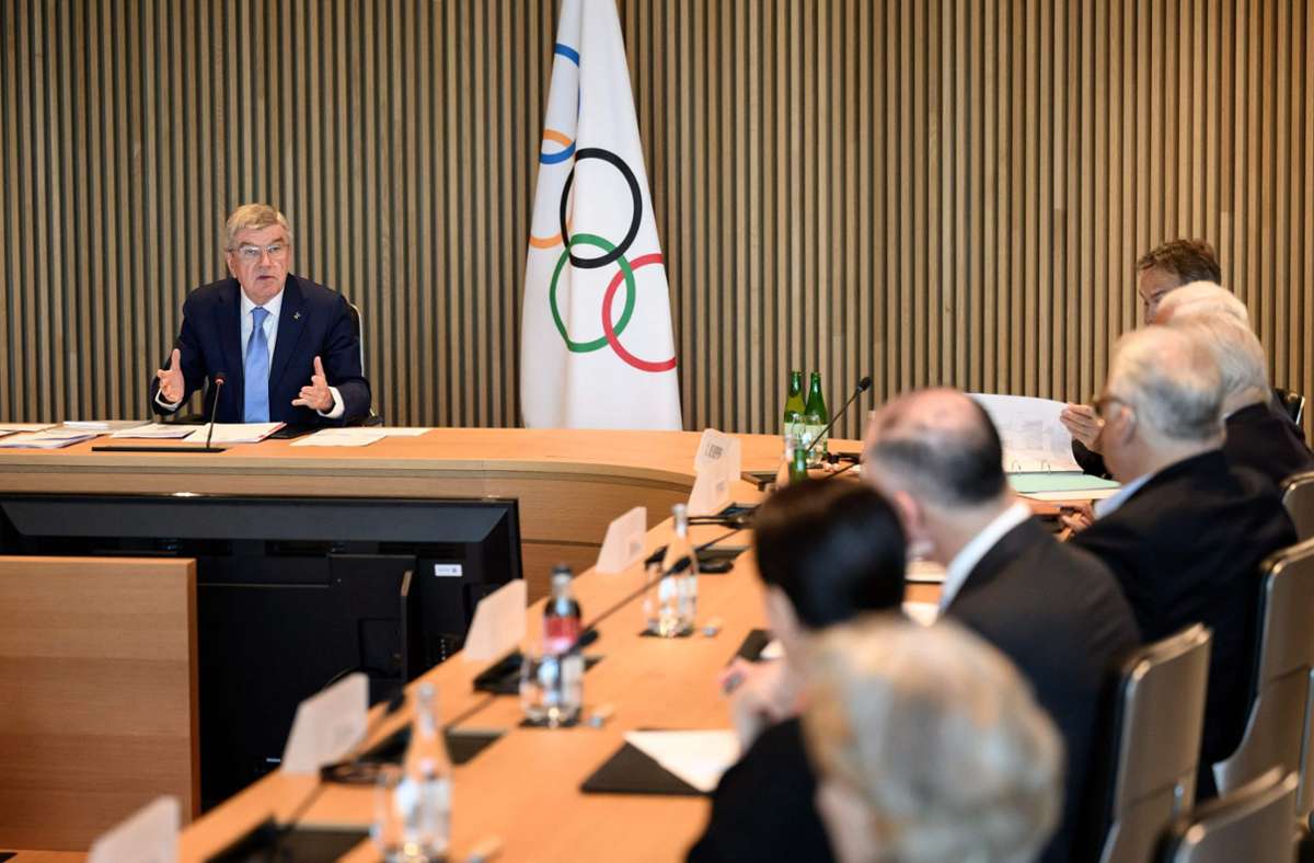 Das IOC unter Präsident Thomas Bach hat getagt. Foto: AFP/Fabrice Coffrini