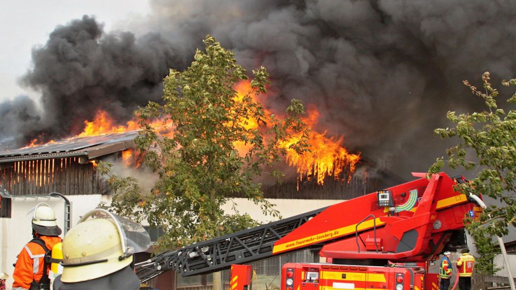 Feuer bei Gebersheim: Großer Schaden bei Scheunenbrand