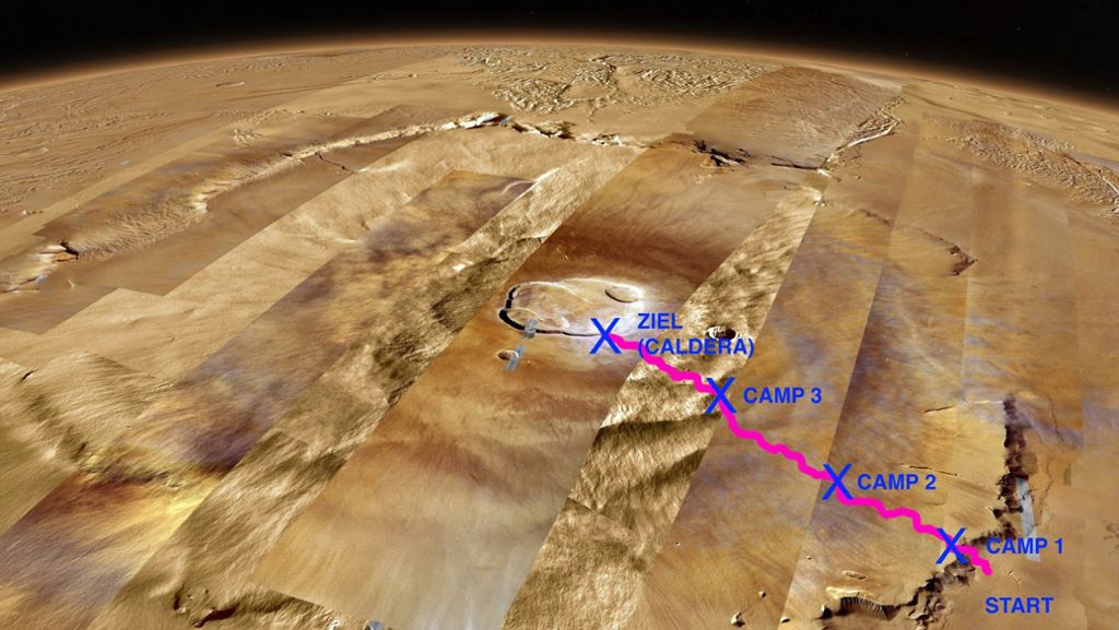 Erste Schwäbische Mars-Expedition: Online-Albverein besteigt höchsten Vulkan des Sonnensystems