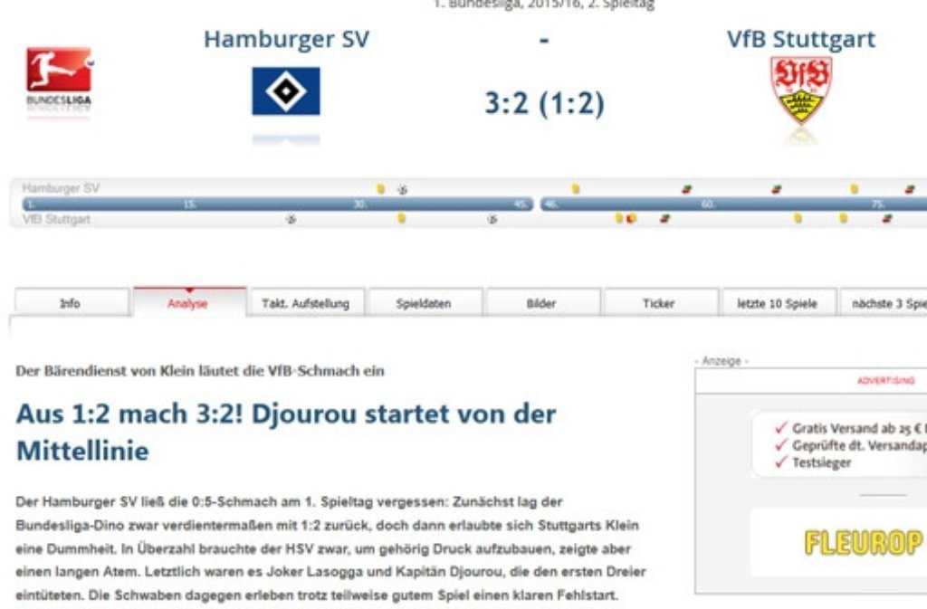 „Aus 1:2 mach 3:2! Djourou startet von der Mittellinie“ – das schreibt kicker.de.
