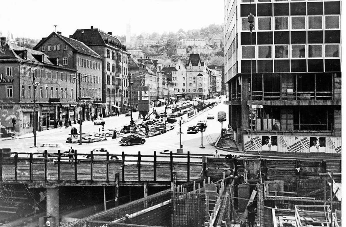 Der Charlottenplatz als Baustelle in den 1960ern.