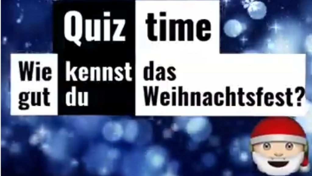  Rüsten Sie sich für das Weihnachtsfest und prüfen Sie Ihr Fachwissen mit unserem Video-Quiz. Wie hoch war die höchste Weihnachtstanne der Welt? Was gibt es bei den Deutschen an Heiligabend meistens zu essen? Stellen Sie sich unseren Fragen. 