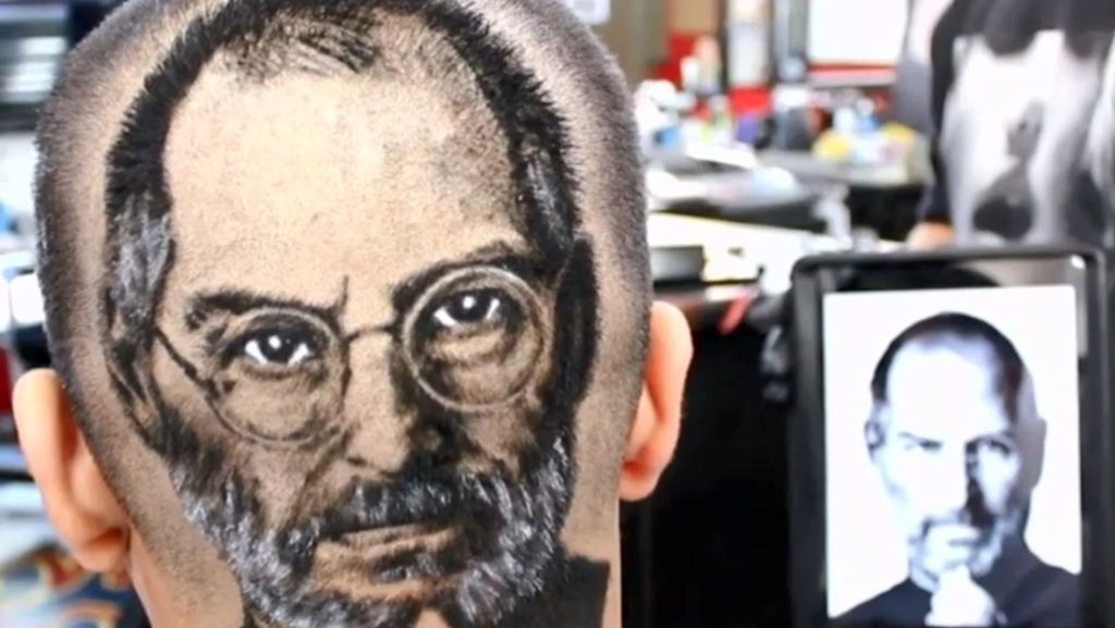 Verrückte Kunst in Haaren: Barbier rasiert Kunden Steve Jobs oder Tupac in die Frisur