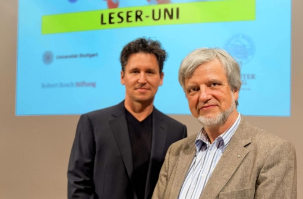 Stephan Herzig (links) und Ortwin Renn gaben bei der Leser-Uni der StZ Einblicke in die Wissenschaft. In der Fotostrecke zeigen wir Eindrücke von der Veranstaltung.