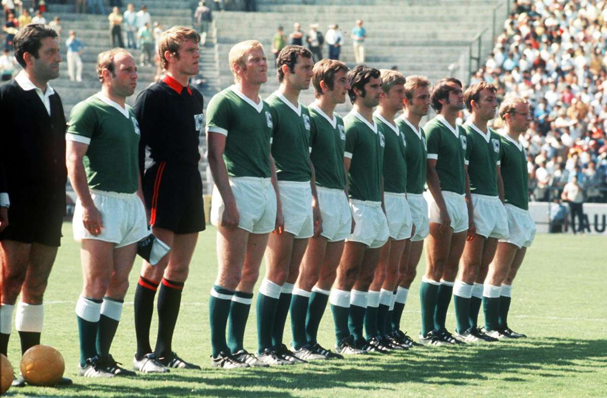 Die deutsche Nationalelf im Jahr 1970 bei der WM in Mexiko (Uwe Seeler ist zweiter von links)