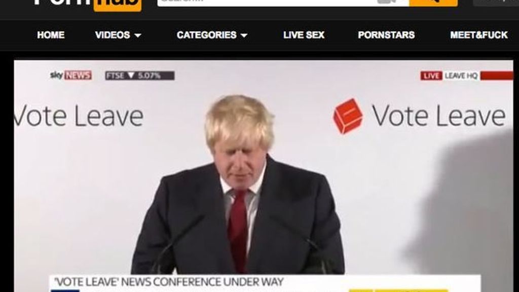  Der Brexit-Befürworter und ehemalige Londoner Bürgermeister Boris Johnson bekommt die Wut der Bevölkerung zu spüren. Seine Brexit-Siegesrede landet auf der Internetseite Pornhub. 