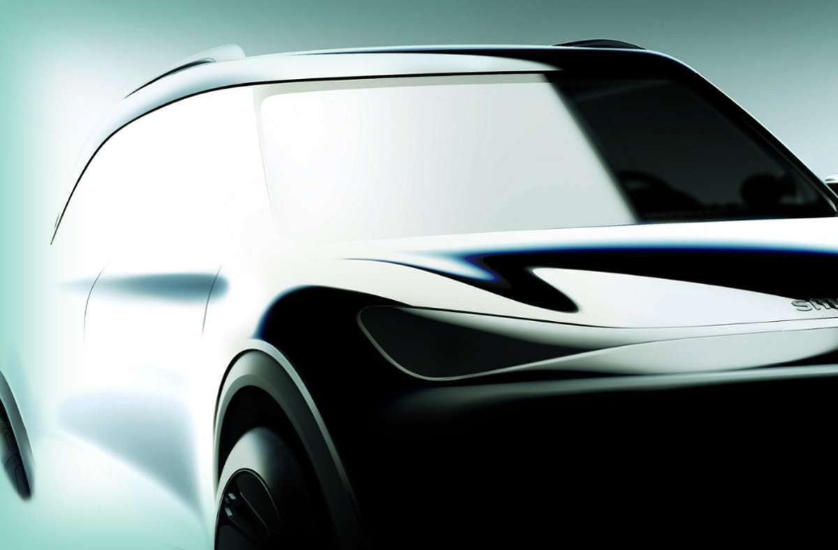 Die Silhouette des Showcars der Marke Smart, das im September auf der Internationalen Automobil-Ausstellung in München präsentiert werden soll.