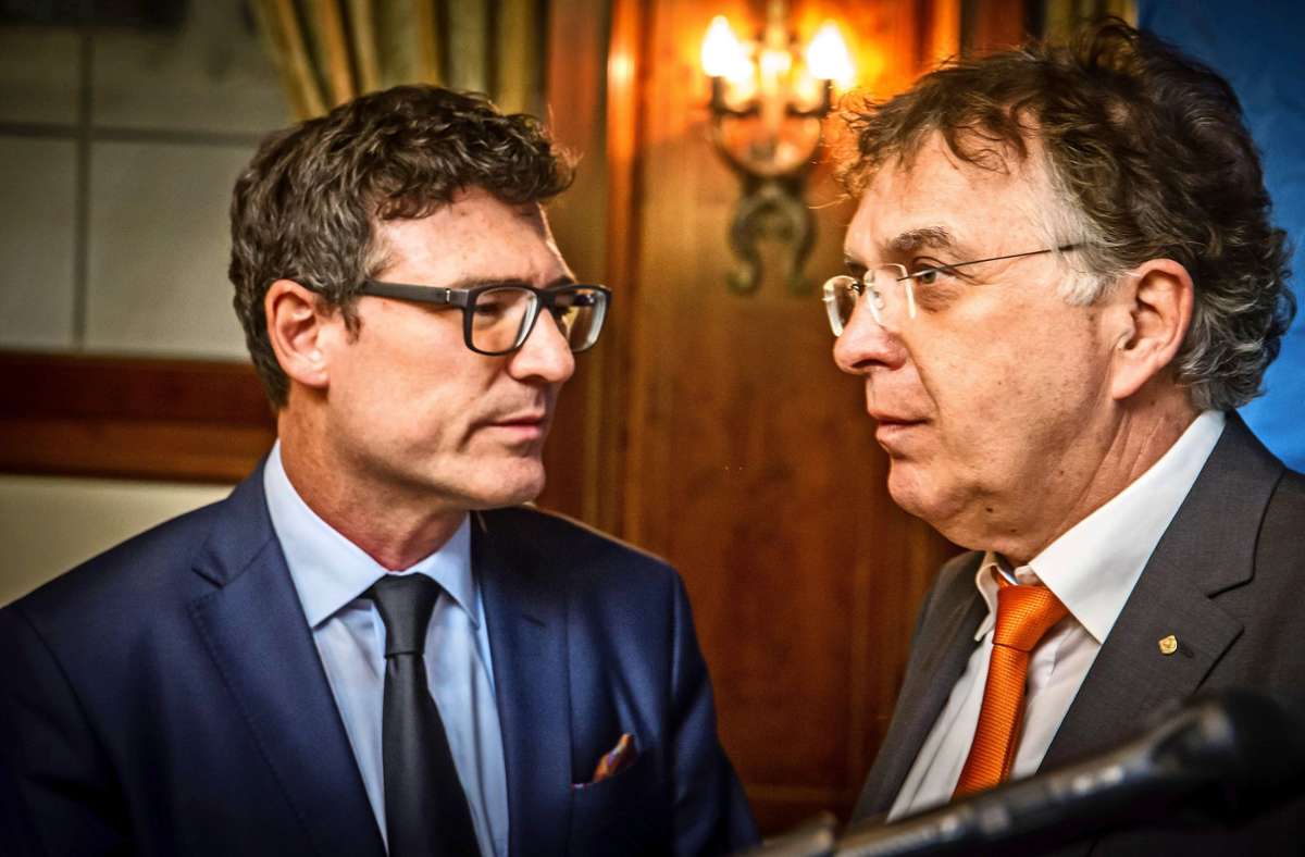 Am Abend der Wahlniederlage 2016: Reinhard Löffler (rechts) mit dem CDU-Kreisvorsitzenden Stefan Kaufmann Foto: Lichtgut/Achim Zweygarth