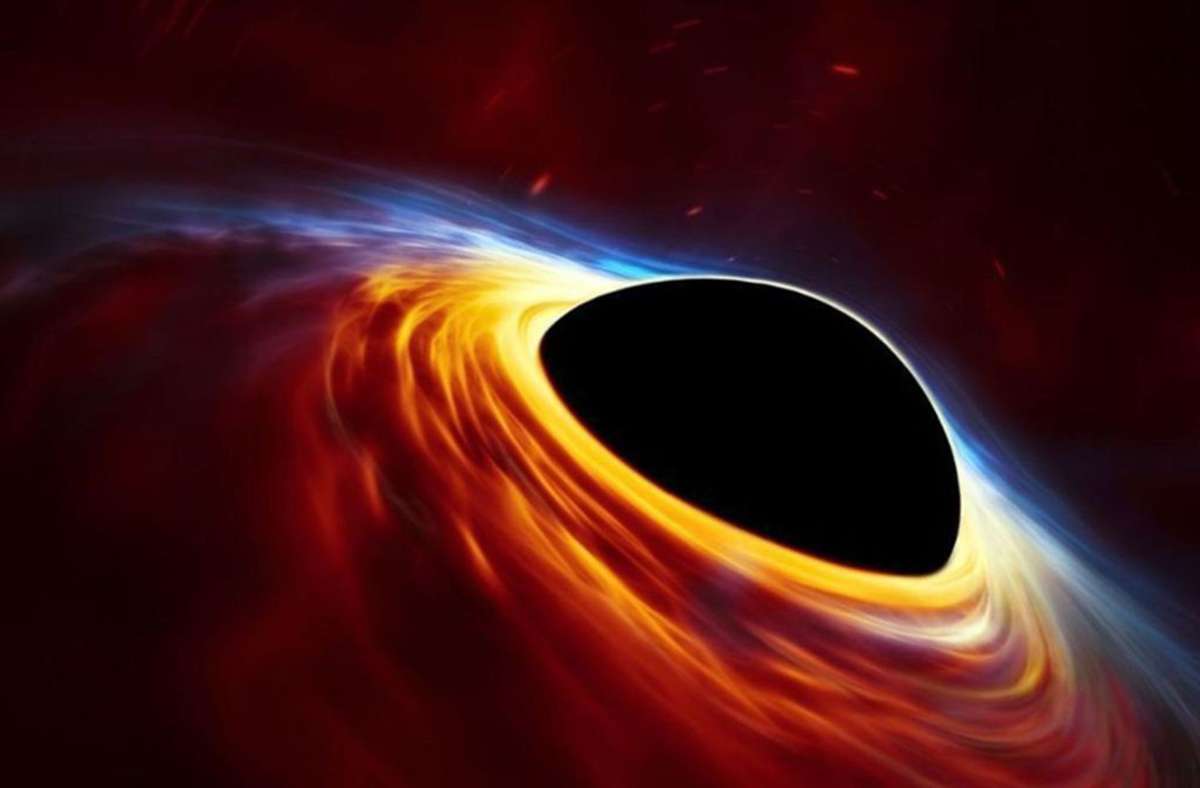 Am Rande eines Schwarzen Loches wird die Schwerkraft so stark, dass selbst das Licht nicht mehr entweichen kann.