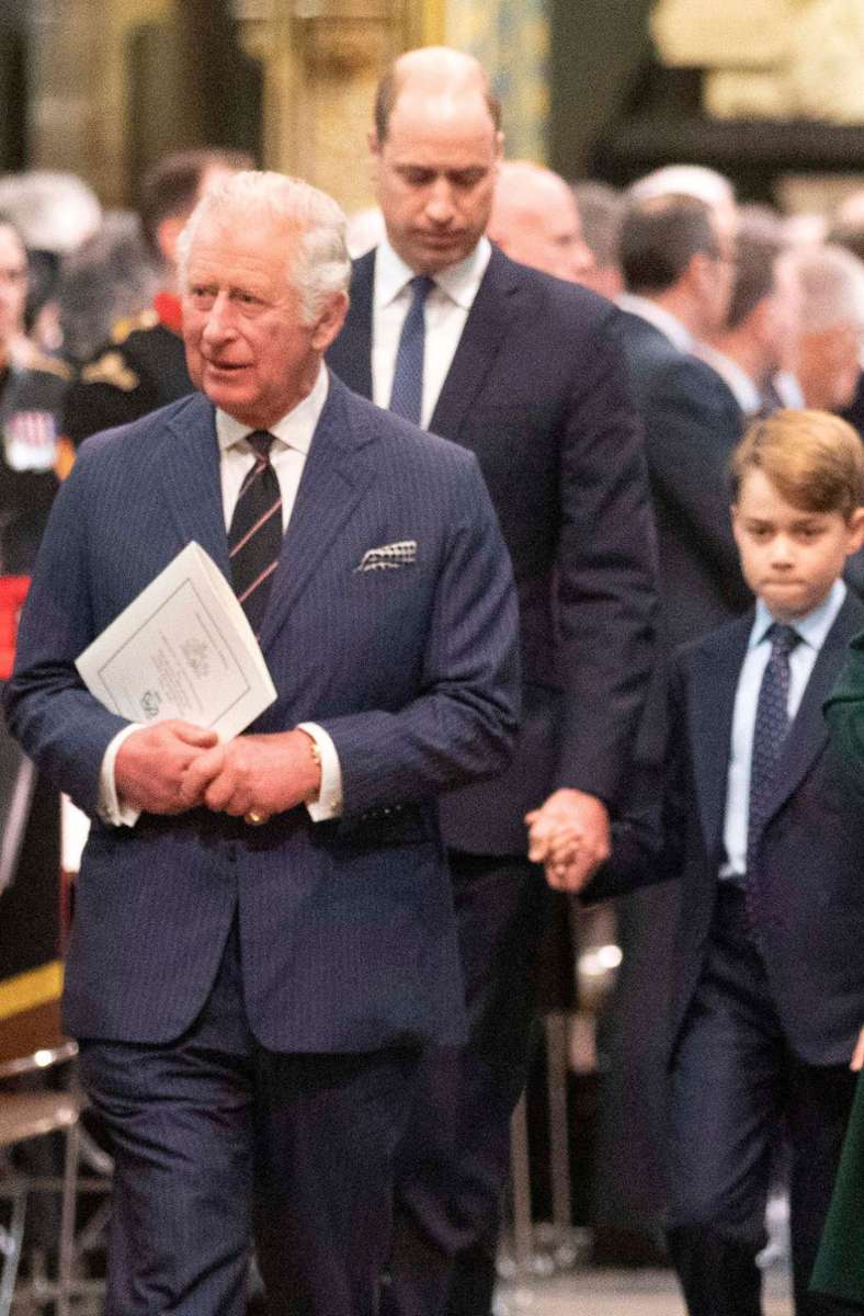 Die drei Thronfolger: Prinz Charles (vorn), Prinz William und Prinz George.