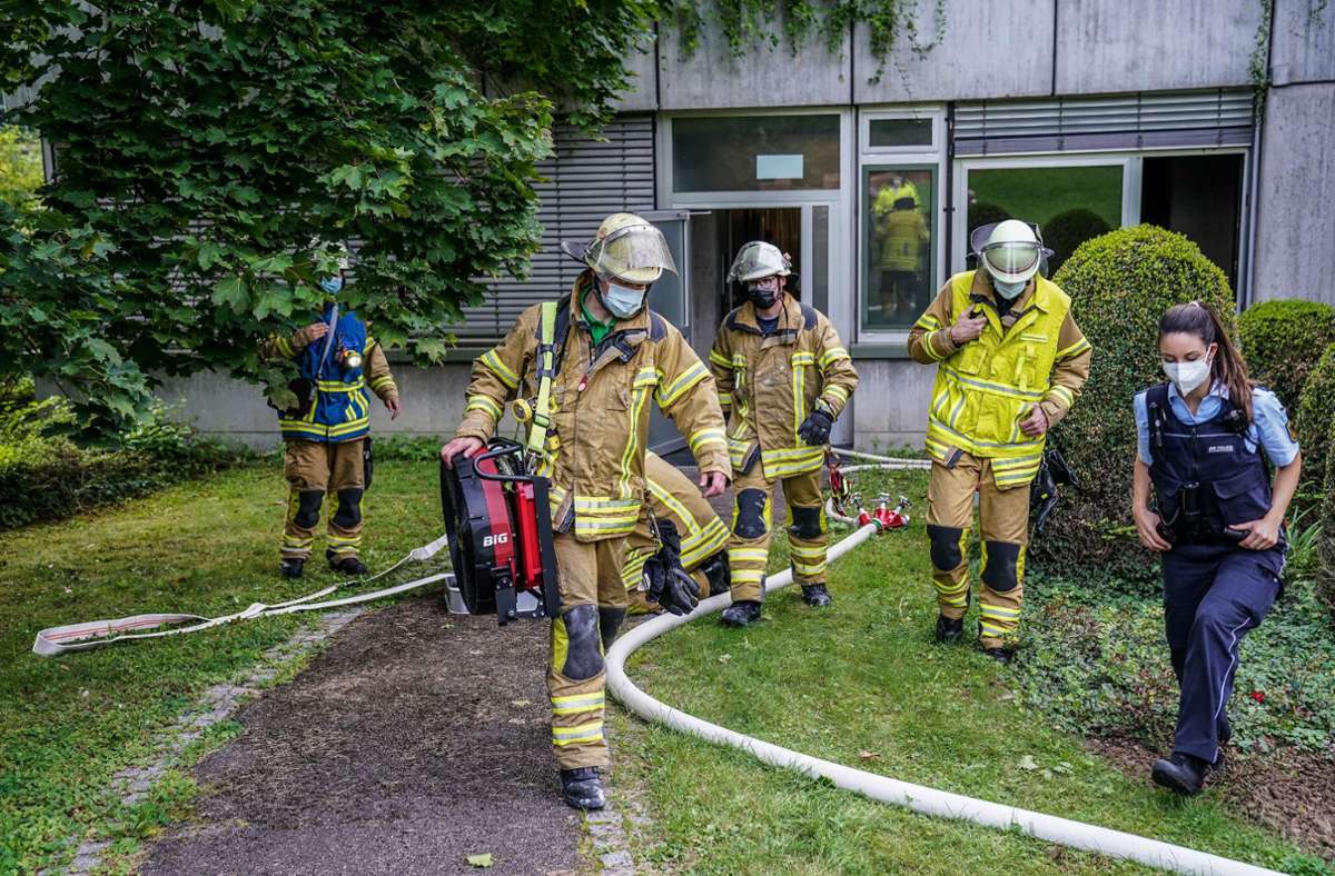 Weitere Bilder des Feuerwehreinsatzes im Landratsamt Esslingen.
