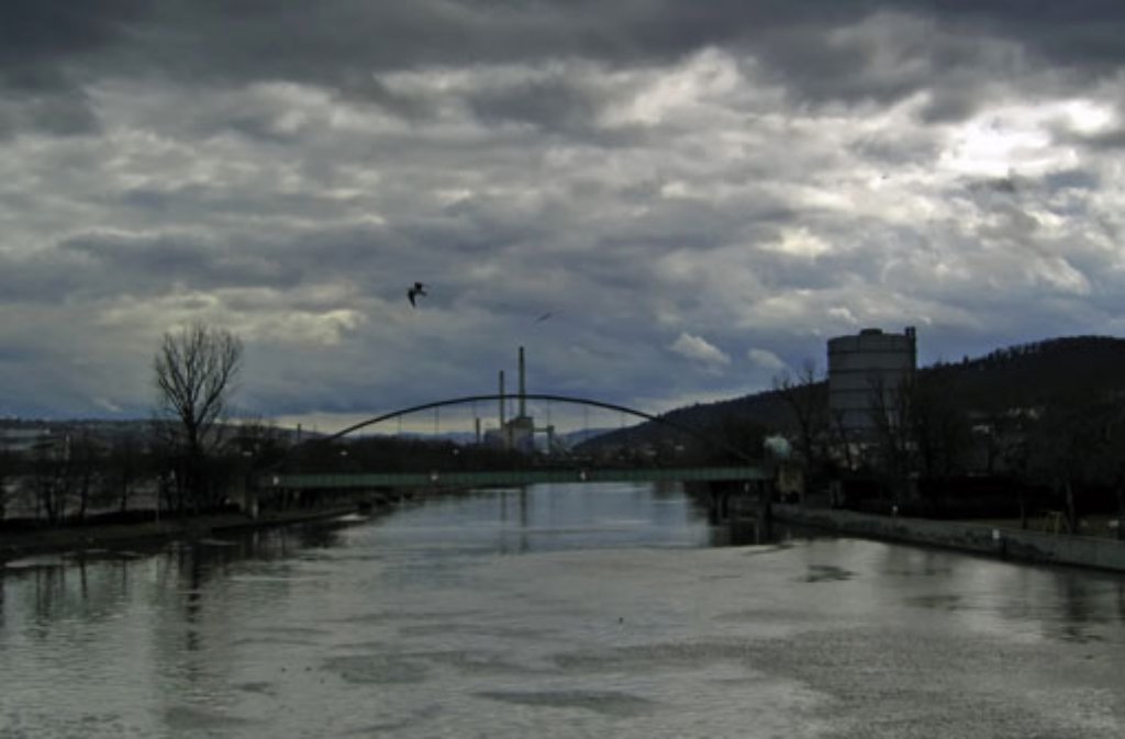 Auch unter dramatischer Wolkenkulisse schön: der Neckar bei Bad Cannstatt.