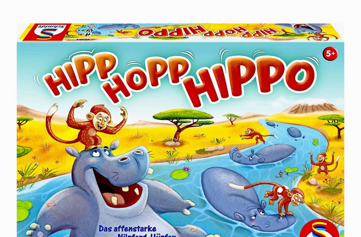 Lachanfälle garantiert: Bei Hipp Hopp Hippo (ab fünf Jahren) muss man sein Äffchen auf dem Rücken eines Nilpferds ins Ziel bringen. Das klappt nicht immer, ist aber kein Grund zum Ärgern. Im Gegenteil.