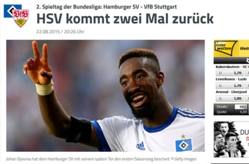 „HSV kommt zwei Mal zurück“ – das schreibt sport1.de.
