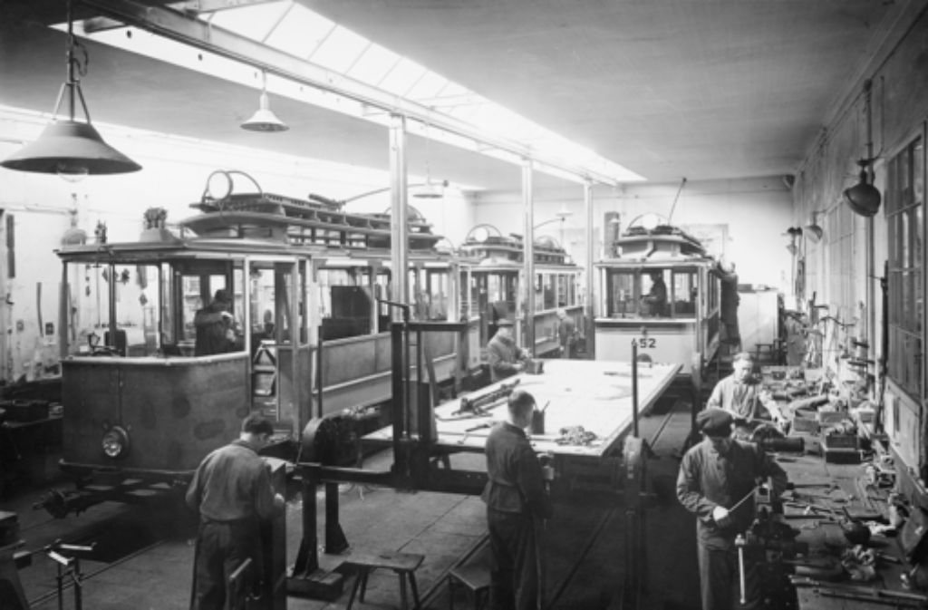 Früher wurden in den Wagenhallen tatsächlich Straßenbahnwägen repariert.