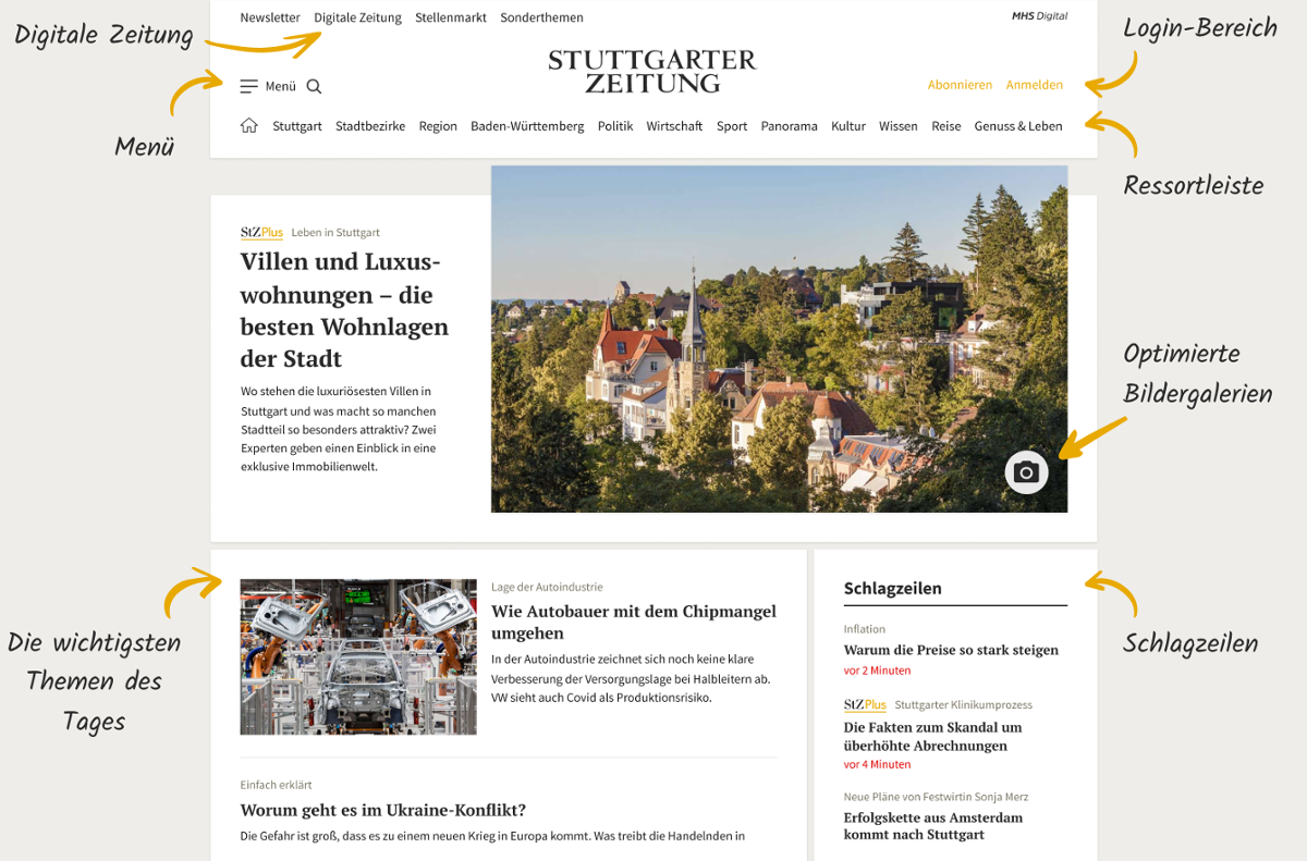 Die Website der Stuttgarter Zeitung kommt in einem neuen Design daher.  Foto: StZ