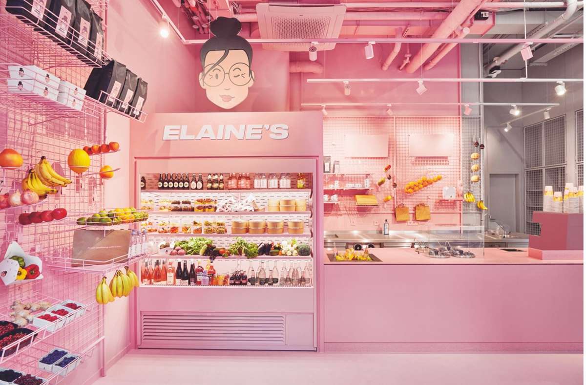Frische Farben! Feinkostladen Elaine’s in Frankfurt, entworfen von Innenarchitektin Jana Vonofakos.