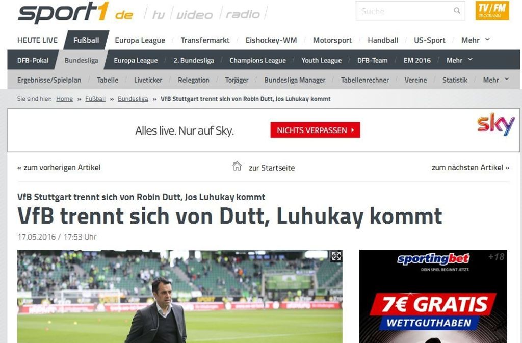 Nach „SPORT1“-Informationen war Jos Luhukay die erste Option der VfB-Verantwortlichen. Bereits am „vergangenen Wochenende hatten die Stuttgarter Verantwortlichen Kontakt zum Niederländer aufgenommen.“