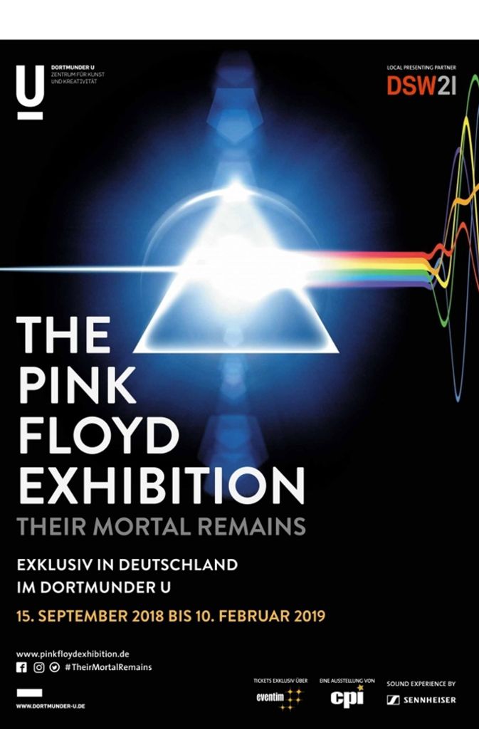 Das Plakat zu „The Pink Floyd Exhibition: Their Mortal Remains“ in Dortmund