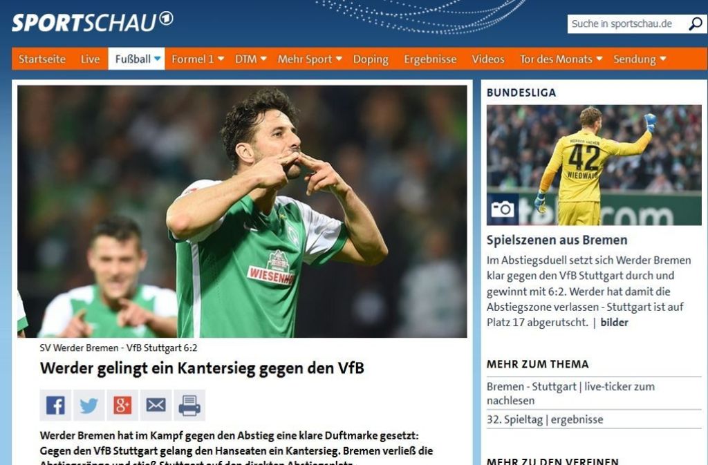 Trotz des furiosen Starts der Bremer Mannschaft, die bereits nach zehn Minuten zum ersten Mal traf, schreibt „sportschau.de“ über einen VfB, der sich nicht entmutigen ließ und in der Folge einen „packenden Kampf“ lieferte.