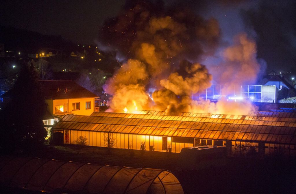 Schwerer Brand in mehreren Gewächshäusern im Rems-Murr-Kreis