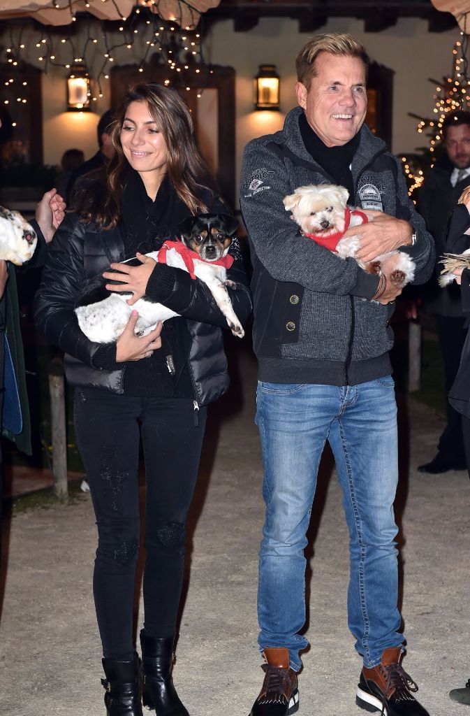 Leona Lewis und Dieter Bohlen mit kleinen Hunden auf dem Arm