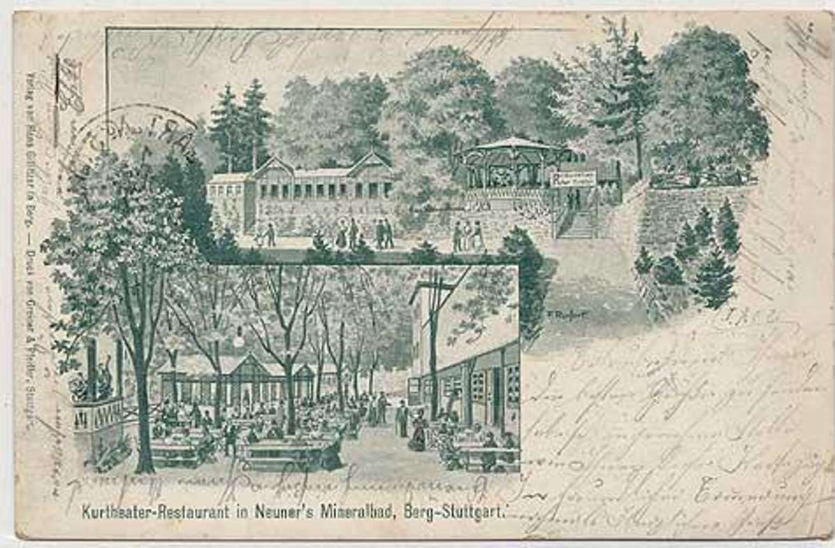 Postkarte vom „Kurtheater-Restaurant in Neuner’s Mineralbad“.