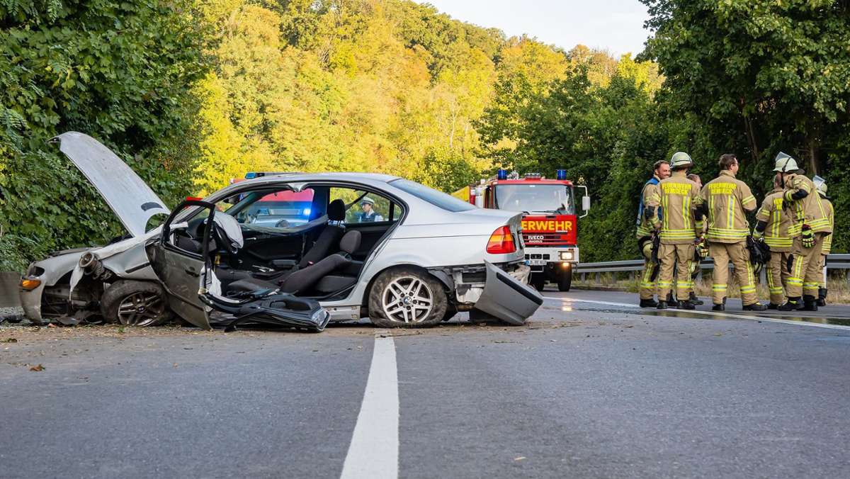 Wildunfall bei Remseck: Auto prallt gegen Mauer
