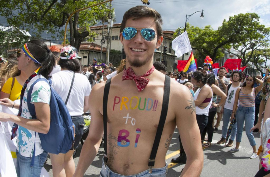 Nicht nur Schwule gehören zur LGBT-Community, wie dieser Mann aus San José erinnert.