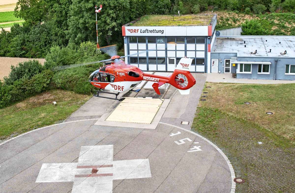 Technisch auf dem neuesten Stand: die Luftrettungstation an der Leonberger Klinik, hier mit dem landenden Christoph 41. Foto: DRF