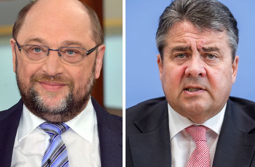 Sigmar Gabriel (rechts) hat seinen Rücktritt bekannt gegegeben und Martin Schulz (links) als Kanzlerkandidaten für die SPD vorgeschlagen. Foto: dpa
