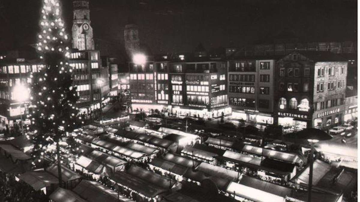 Der Stuttgarter Weihnachtsmarkt im Jahr 1971.