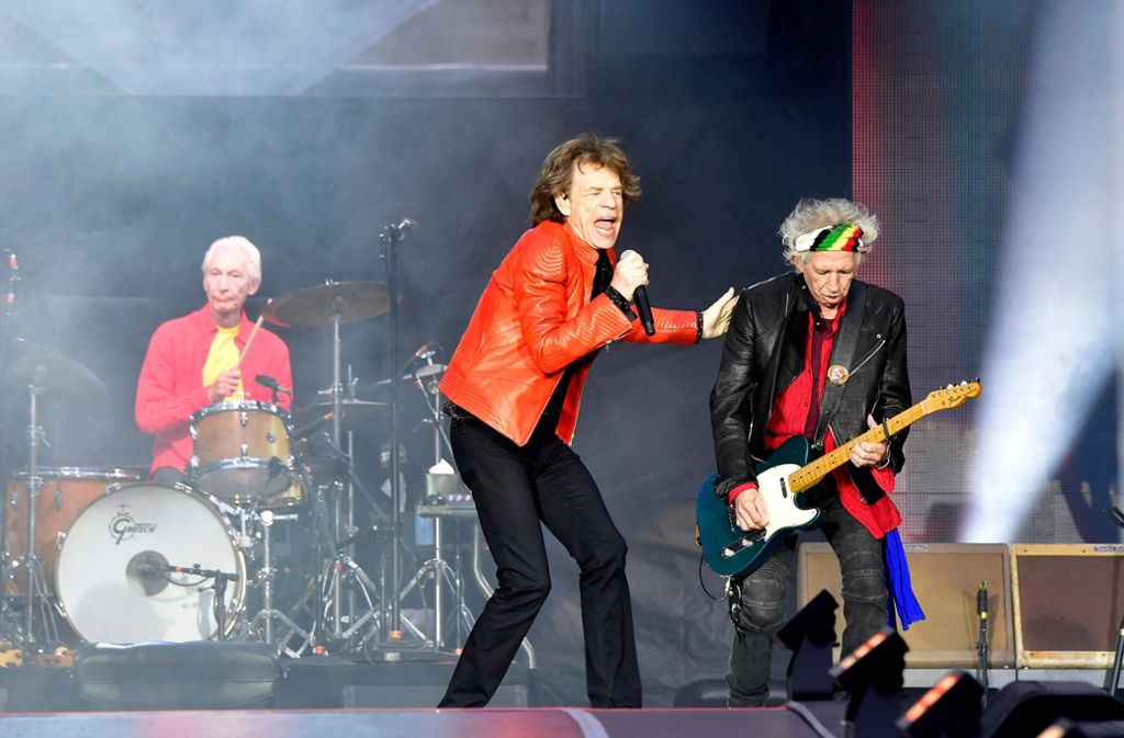 Die Rolling Stones bei ihrem Auftritt am Freitag im Berliner Olympiastadion.