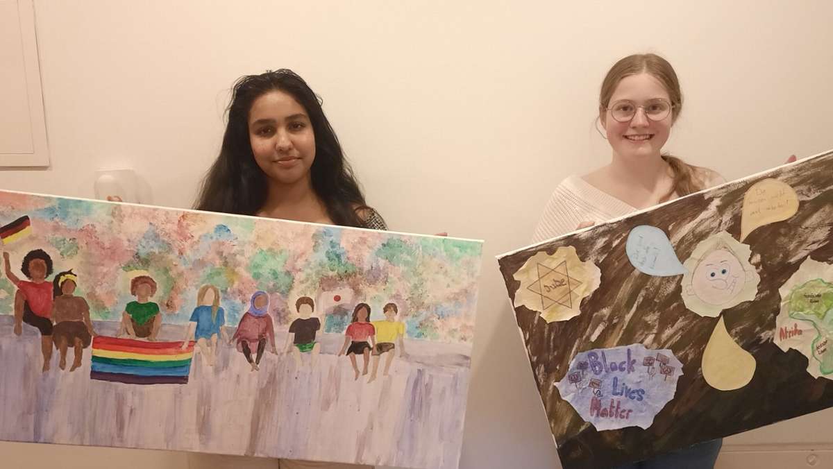  Zwei Schülerinnen der Gärtringer Theodor-Heuss-Realschule haben eine multikulturelle Projektgruppe gegründet und stellen eine Kunstausstellung auf die Beine, die sich gegen Rassismus stellt. 