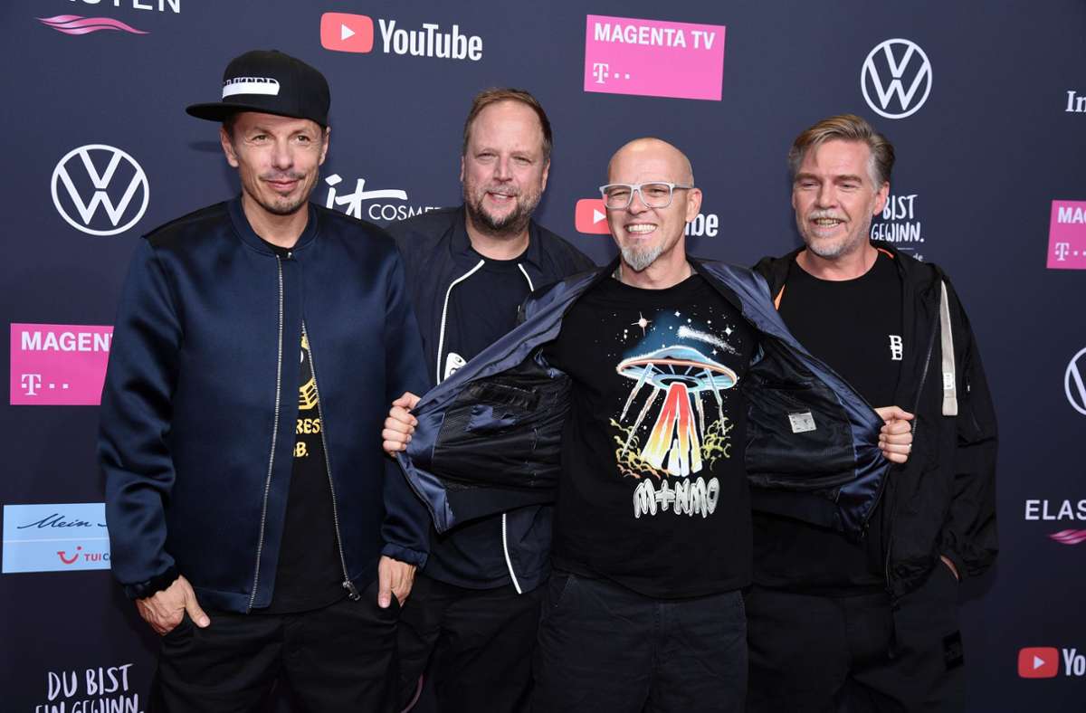 Die Fantastischen Vier bei den YouTube Goldene Kamera Digital Awards im Kraftwerk in Berlin im September 2019: Michi Beck, Smudo, Thomas D und And-Ypsilon (von links).
