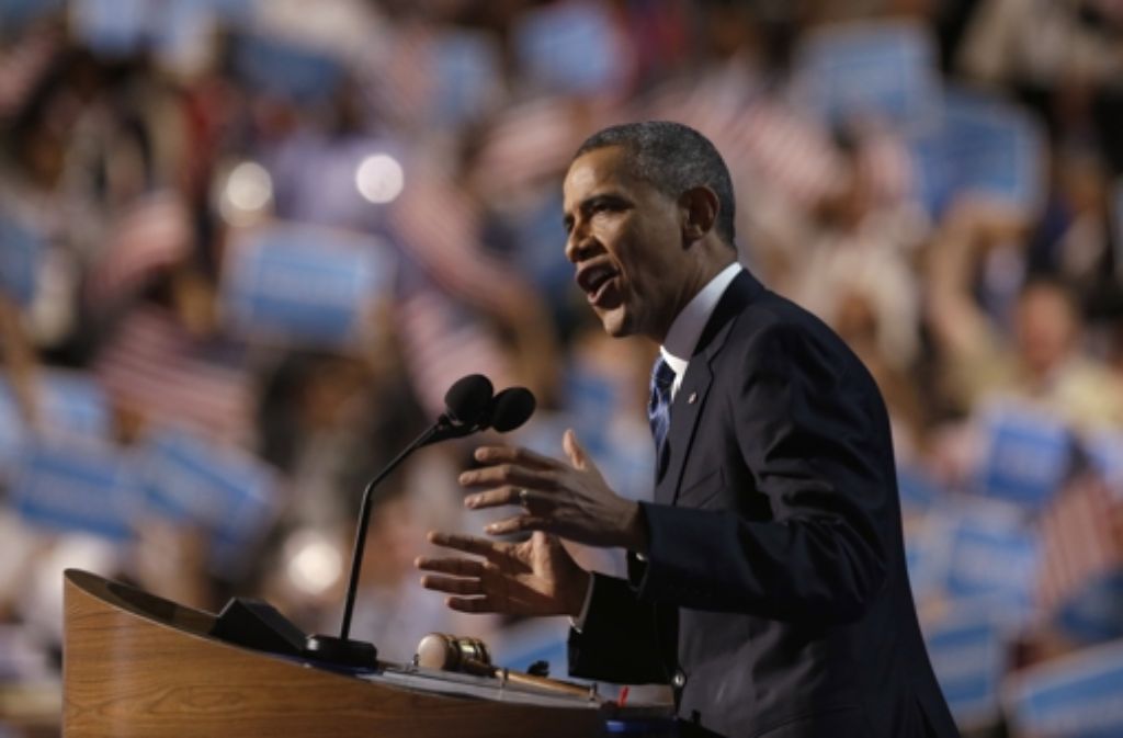Barack Obama bei seiner Rede auf dem demokratischen Parteitag in Charlotte/North Carolina.